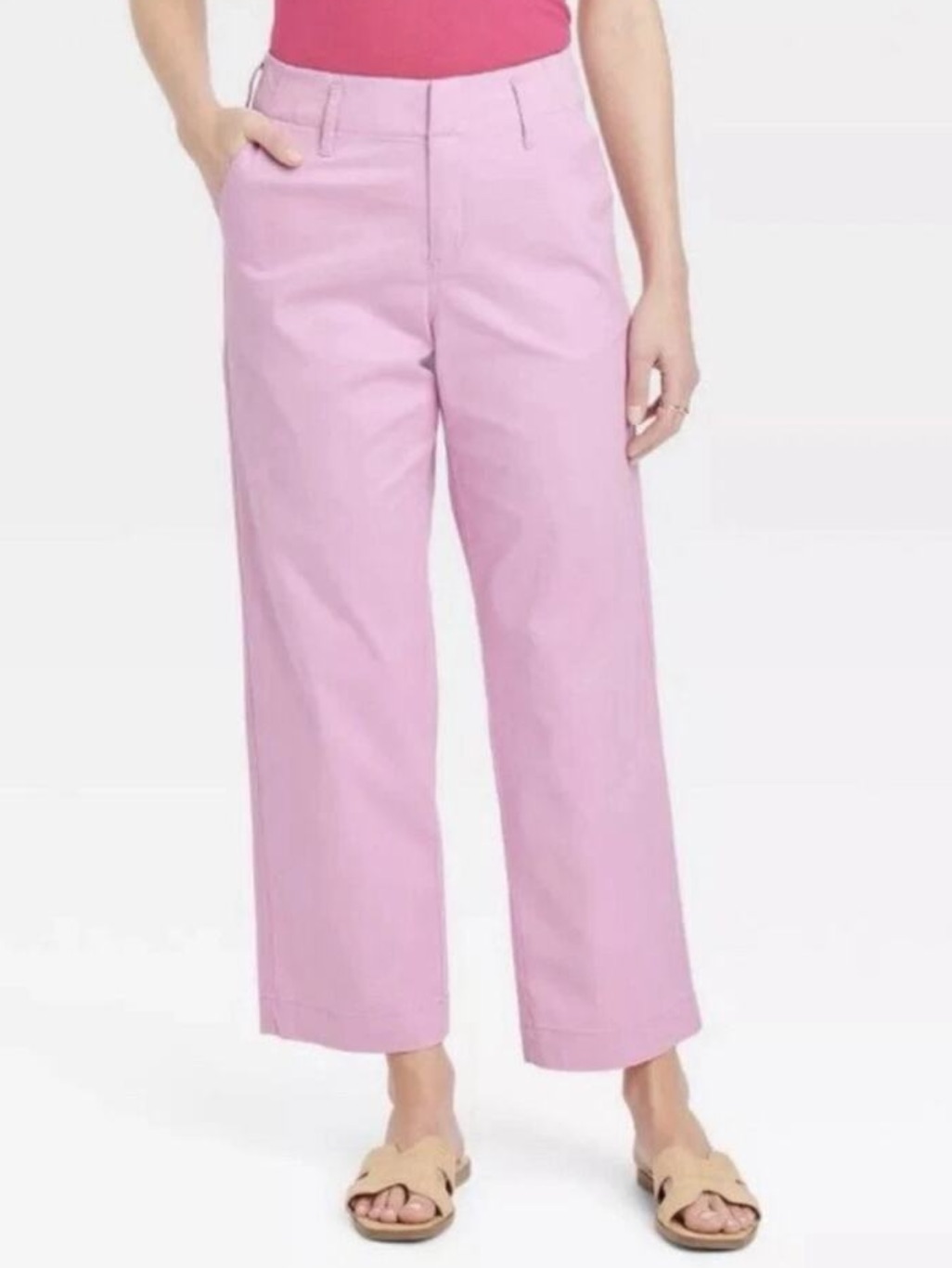 A New Day Light Pink High-Rise Straight Ankle Chino Pants